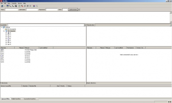 FileZilla Main Screen
