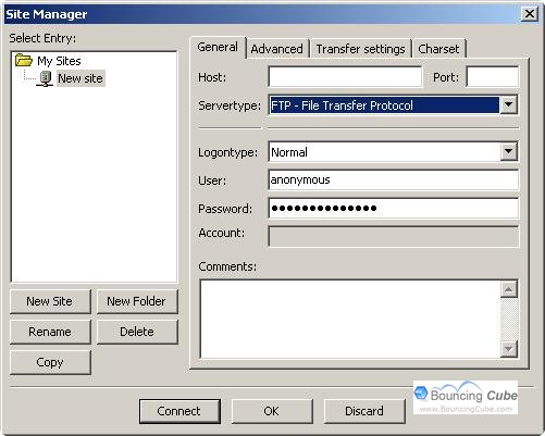 Filezilla Site Manager