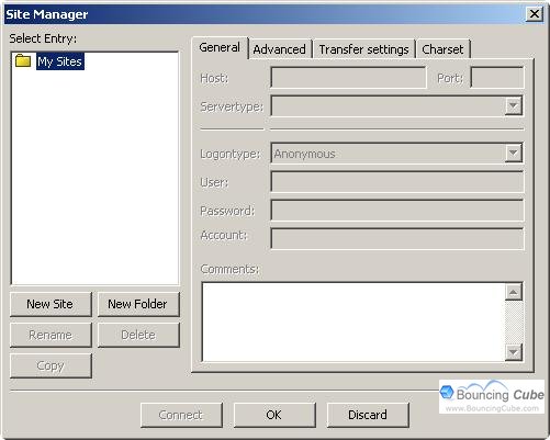 Filezilla Site Manager